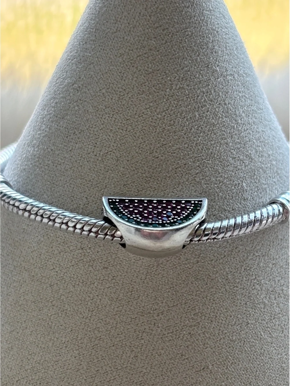 Pandora Watermelon Charm Sterling Silver with Pink and Green Stones